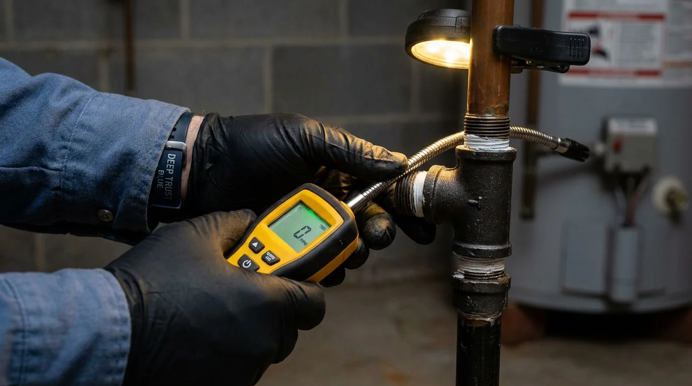 Gas leak detection with electronic sniffer by Johns Plumbing LLC in Liberty