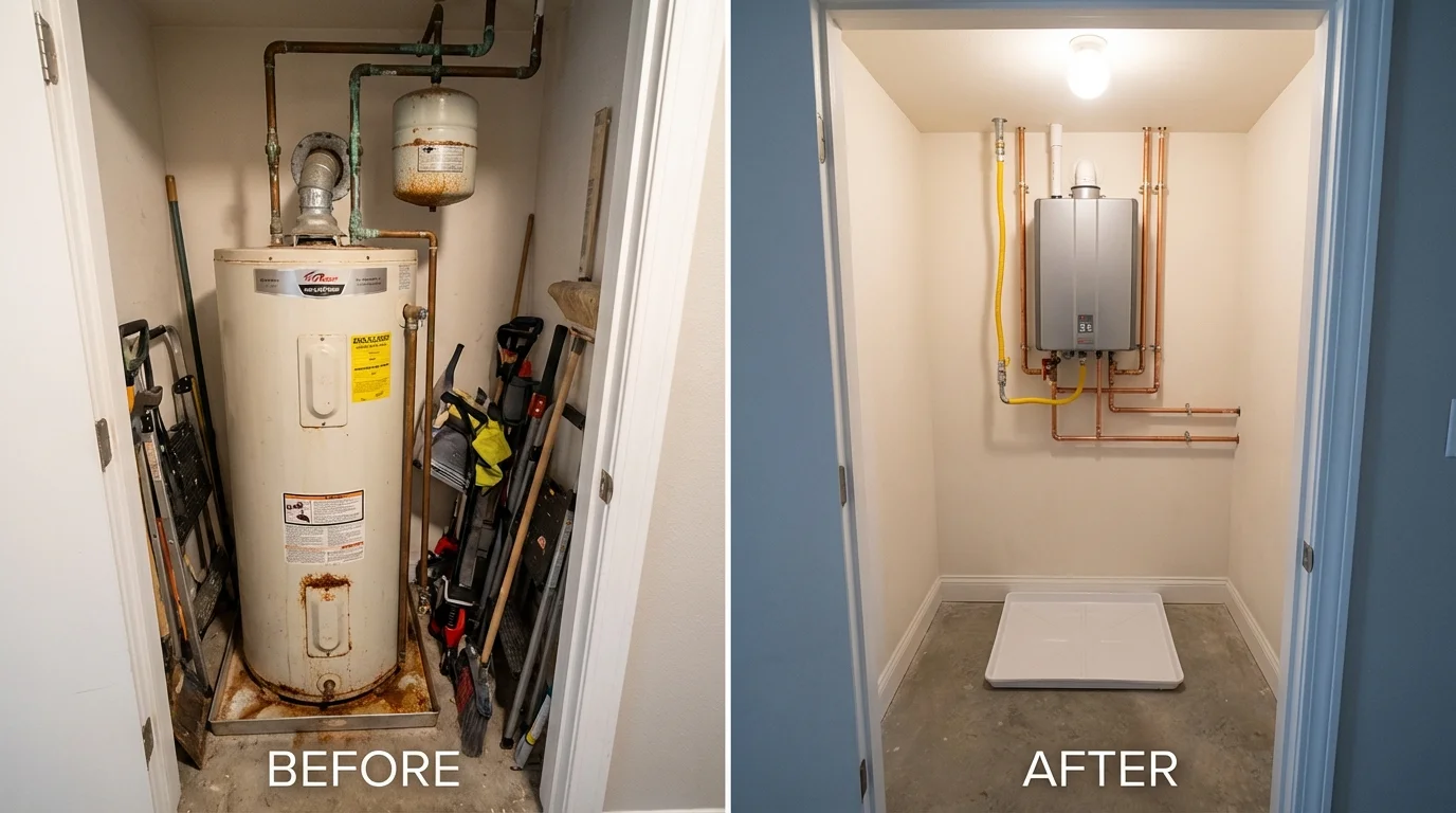 Tank water heater versus wall-mounted tankless unit comparison for Liberty, NY homeowners